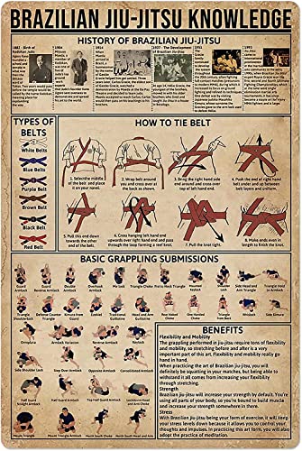 UNBARD Jiu-Jitsu Knowledge Metal Tin Sign Brazilian Jiu-Jitsu Education Guide Poster Martial Arts...