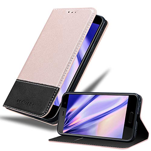 cadorabo Coque pour HTC U Play en Rose Noir - Housse Protection avec Fermoire Magnétique, Stand Horizontal et Fente Carte - Portefeuille Etui Poche Folio Case...