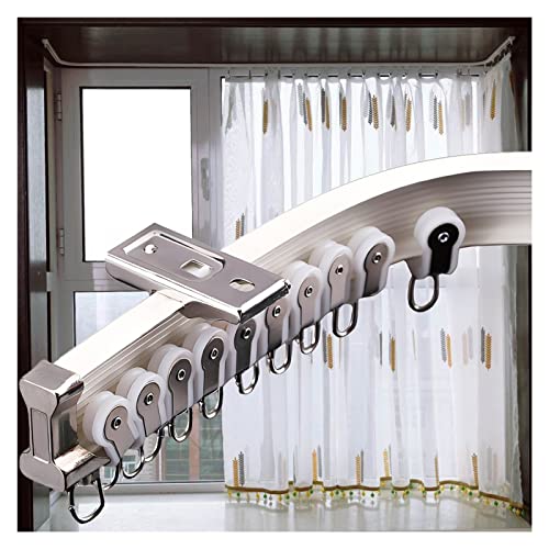 Riel flexible blanco para cortina de techo con ganchos para espacios pequeños, estudio, dormitorio, puerta, 13 pies de largo, plegable, divisor de habitación, montaje en techo