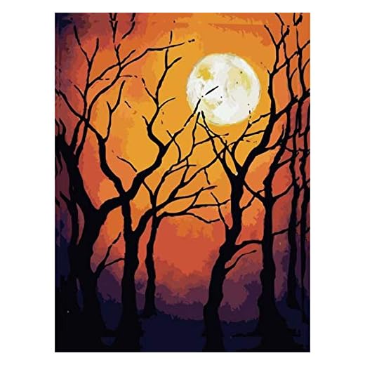 HFICUS Paint by Numbers for Adults,(2Pack) DIY Canvas Painting by Number Arts Craft Oil Kit for Students Beginner 16X20 with 3 Wood Brushes & Pigment Moon Seaside for Home Wall Decoration