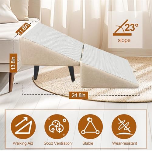 Folding Dog Ramp - 2-in-1 Pet Stairs & Ottoman for Couch & Bed, Lightweight & Portable Design, Ideal for Large & Small Dogs and Cats, Easy to Store