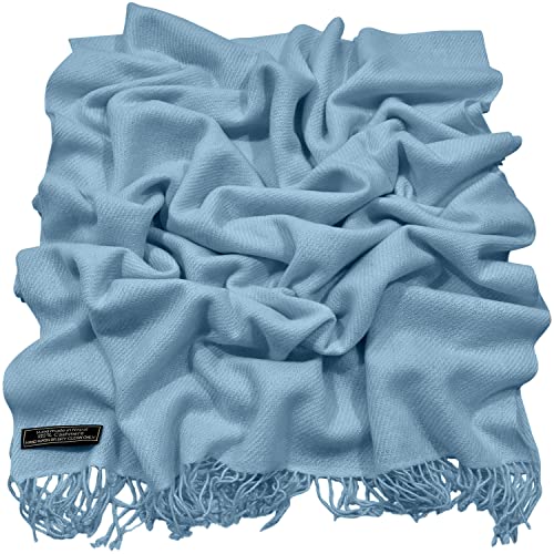 CJ Apparel Denim Blue 100% Cashmere Shawl Pashmina Scarf Wrap Stole Head Wrap Hand Made in Nepal New3