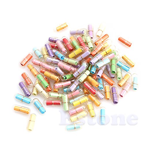 Kangnice 100pcs Message in a Bottle Message Capsule Letter Cute Love Pill Full Clear Colour