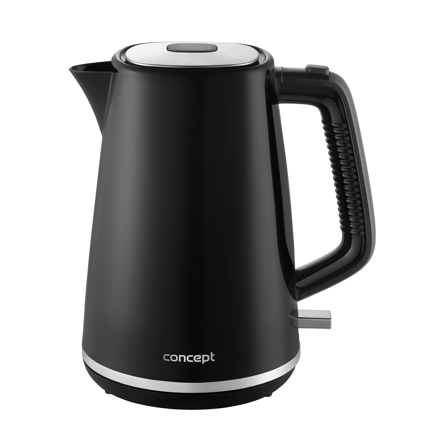 Concept RK2375 - Hervidor de agua eléctrico, 2200 W, 1,7 L, apagado automático, base giratoria de 360°, indicador de agua transparente, color negro