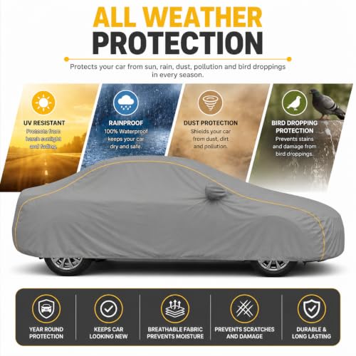 Image of Magic 6-Layer 100% Waterproof Custom Fit Car Cover for Alfaa Romeoo Romeo (All Models) Grey | UV, Heat, Rain, Dust & Scratch Resistant | All Weather Outdoor & Indoor Full Body Car Cover
