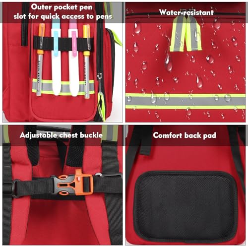Image of Gatycallaty First Aid Backpack - Multi Pocket Emergency Medical Bag for Camping, Trip, Go Bag, Sports Medicine, Trauma (Red)