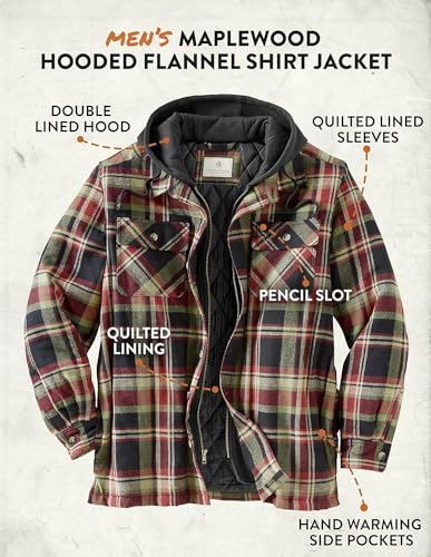 Image of Legendary Whitetails Men's Maplewood Hooded Shirt Jacket, Spruce Mountain Plaid, XX-Large
