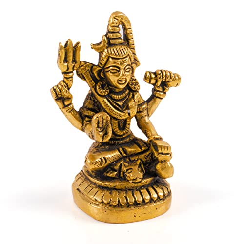 Tarini Gallery Brass Shiva Pooja Murti Idol Statue God Lord Spiritual Sculpture Indian Antique Statue Dcor for Home Entrance Temple Puja Decoration Festivals Diwali and Gifting (Shiva)