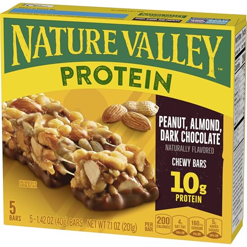Image of Nature Valley Chewy Protein Granola Bars, Peanut Almond Dark Chocolate, 5 Bars, 7.1 OZ