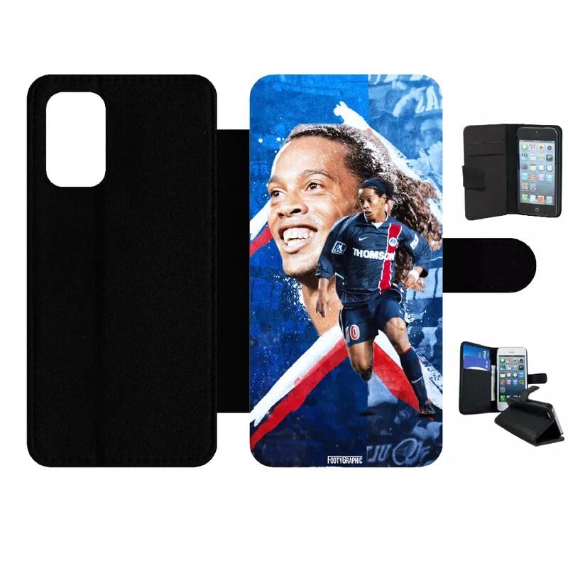 Cadeau Galaxy A32 5G Ronaldinho Paris Foot étui simili-cuir noir pour fan