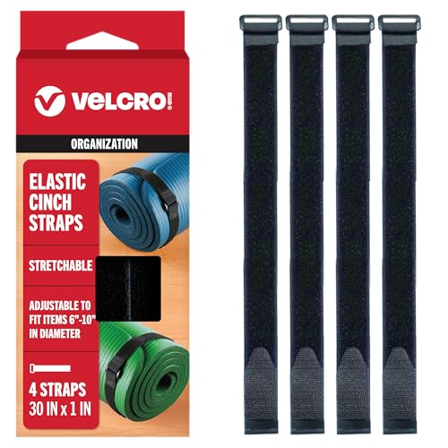 VELCRO Brand 30 Inch Elastic Straps 4 Pack, Use as Yoga...