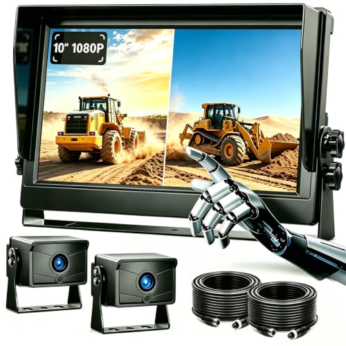 Image of 10.1 inch 1080P AHD Wired Reverse Rear View Backup Camera System,IP69K Waterproof Night Vision, Vibration-Proof 10G for Tractor /Truck /Excavator /Caravan /Skid Steer /Heavy Equipment D102