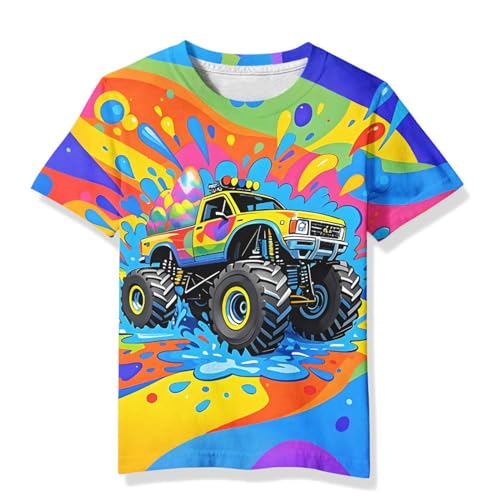 Image of Linnhoy Kids 3D Print Fashion Graphic T-Shirts for Boys Girls 6-16 Years | Unisex Colorful Short Sleeve, Crewneck, Breathable Fabric, Suitable for Daily Sport Festival Wear