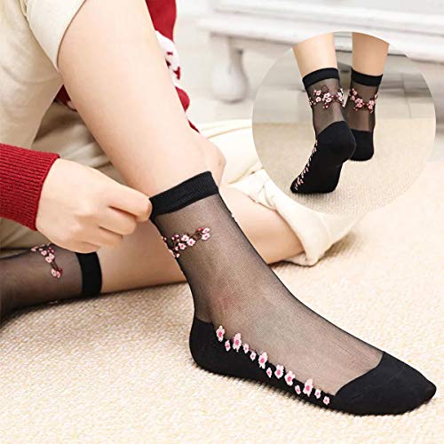 DXYAKY Sheer Mesh Transparent Socks for Women - Ultra-Thin Lace Fishnet See Through Ankle Novelty Casual Crew3