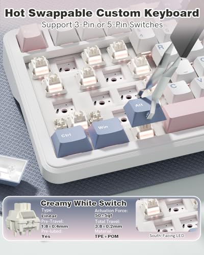 Image of L75 75% Mechanical Keyboard, Wireless Gaming Keyboard with Multifunction Knob, Creamy Gasket Structure, Hot Swap, RGB Backlight, PBT Keycap, Custom Driver, Compact Layout for Win /Mac /PC