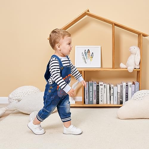 LvYinLi Cute Baby Boy Clothes Suit Toddler Boys' Striped long Sleeve T-Shirt+Denim Overalls Jumpsuit Pants Outfits Sets (3-9 months, Light Blue) - Thumbnail 6