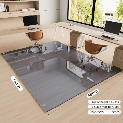 Image of [Tempered Glass] 48 inch x 72 inch Glass Office Chair Mat for Carpet