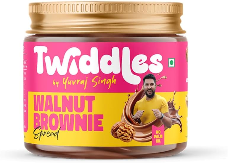 Twiddles by Yuvraj Singh Walnut Brownie Chocolate Spread, 100 G (Crunchy) - Made with 50% California Walnuts, Almonds & Seeds |14 G Protein | Goodness of Millets | 70% Less Sugar | No Palm Oil