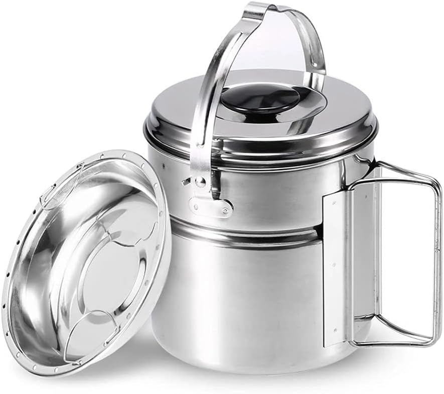 Outdoor Hiking Camping Cookware Set Stainless Steel Handle Camping Pot Cooking Tableware Picnic Set Pot Dinnerware