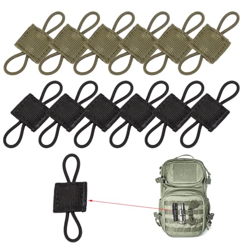 UEIOAVL Rucksackgurte, 12-teilige Outdoor-Molle-Schnalle Halteschnallen Molle-System-Zubehör Rucksack-Weste (Schwarz, Armeegrün)