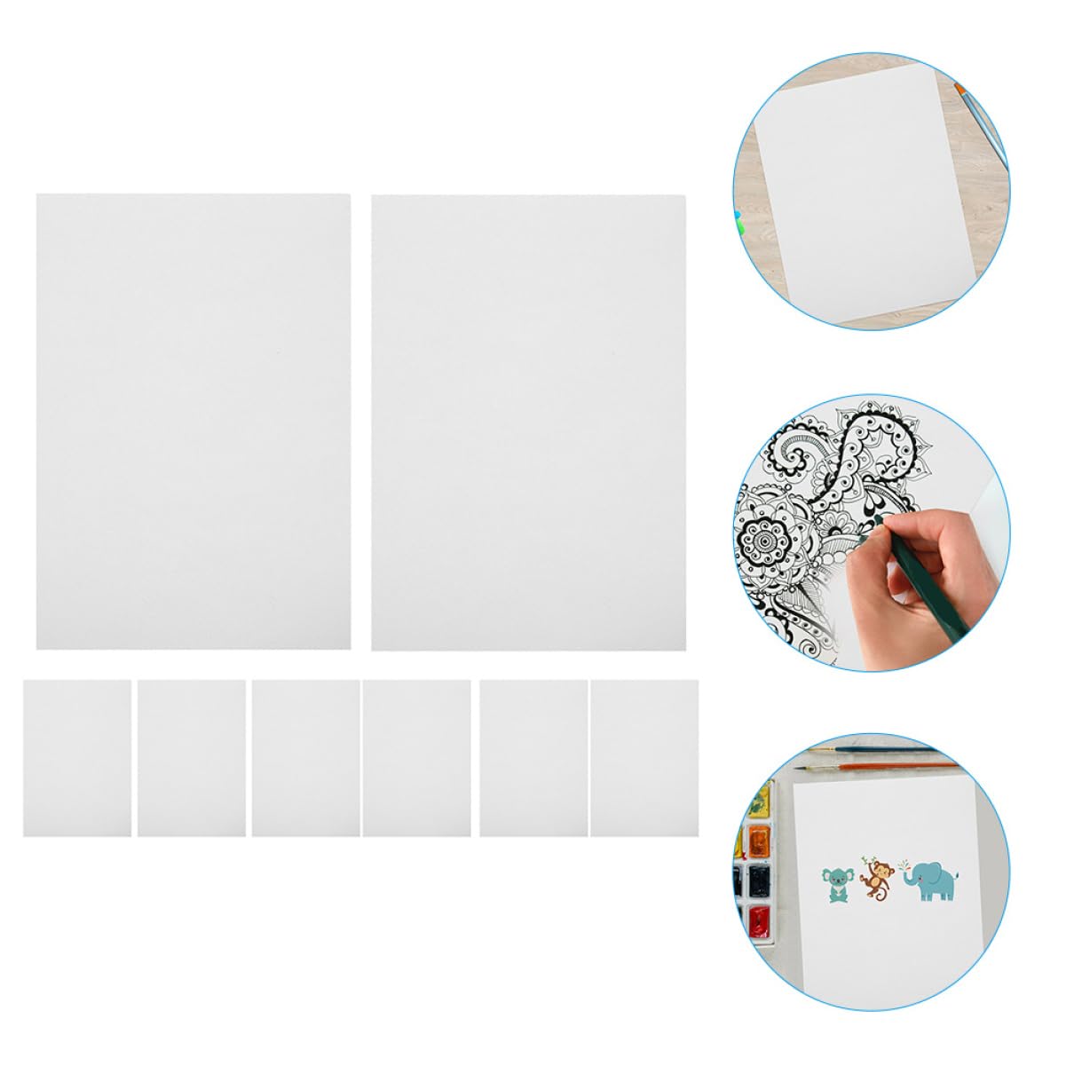 DOITOOL 100 Blatt Weißes Aquarellpapier 160g/m² Zeichenpapier für Kinder und Künstler Dickes Papier für Wasserfarben zum Malen und Basteln zu Hause