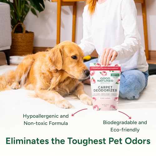 Image of Good Natured Brand | Carpet Freshener & Deodorizer Powder | 31 oz Pet Odor Eliminator for Strong Odor & Pet Urine | Fresh Natural Rose Garden Scent | Safe for Homes with Pets