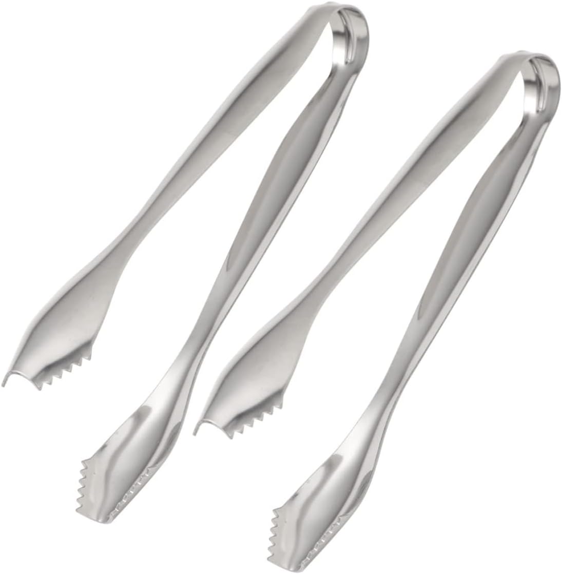 2pcs Ice Cube Tongs Stainless Steel Sugar Cube Clip Kitchen Food Serving Tool for Tea Party Candy Bar