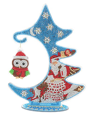Kit de peinture diamant 3D sapin de Noël et hibou de 28 cm pour déco