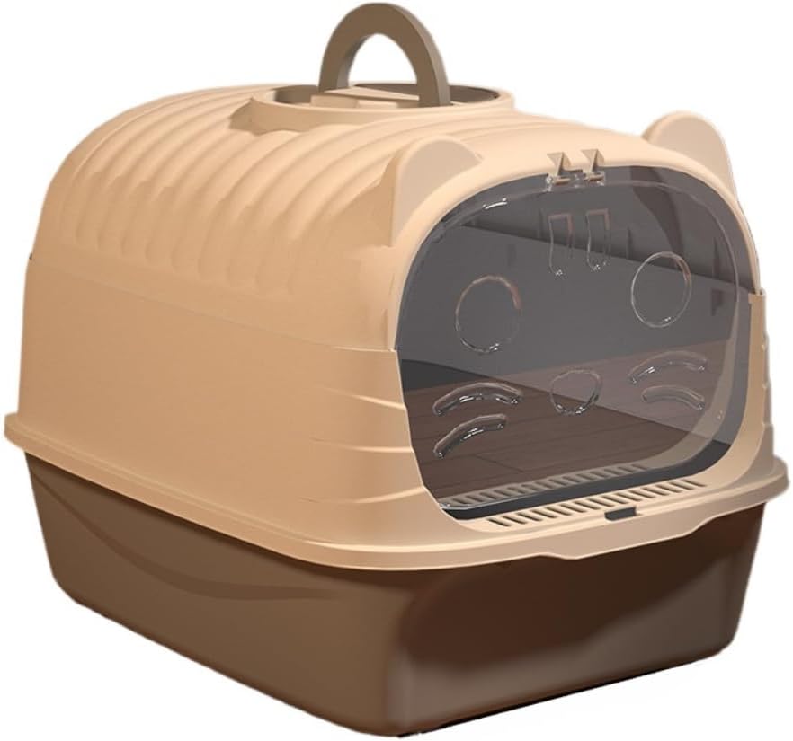 Large Enclosed Cat Litter Box with Detachable Pan | Anti-Splash, Multi-Purpose Pet Bedpan for Cats & Dogs | Includes Litter Scoop(Gray)