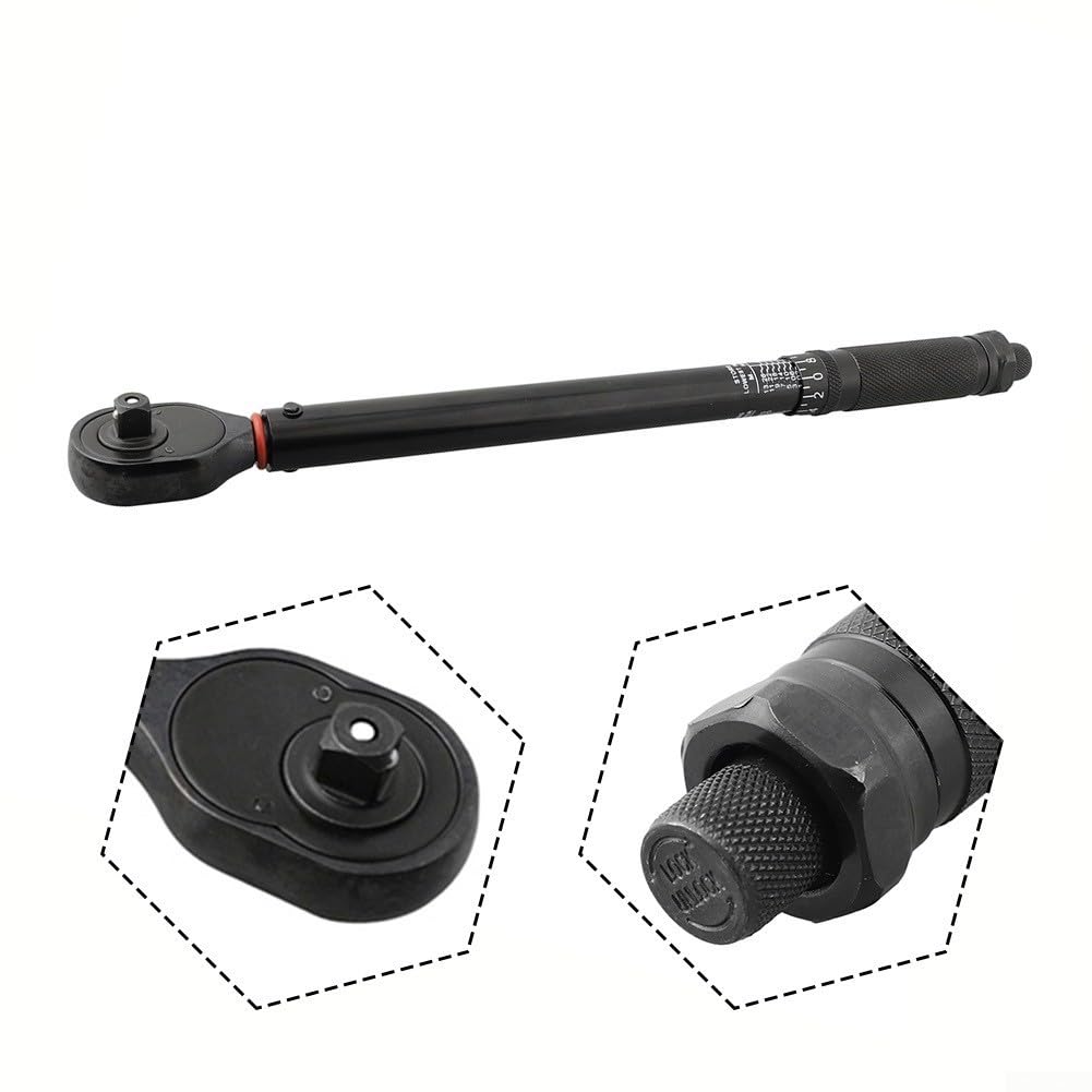 Llave dinamométrica de 1/4 pulgadas y 1/2 pulgadas, ajustable 3-33/20-230 Nm con cierre rápido, llave de clic precisa para reparación de coches y bicicletas en maleta (1/2 pulgadas)