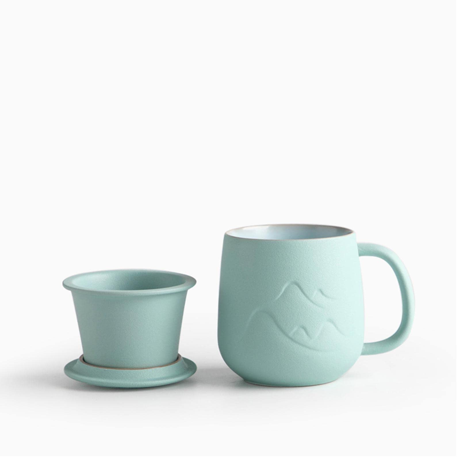 Tasse en céramique avec filtre tasse à thé avec couvercle tasse à eau pour la maison, tasse à thé pour le bureau, tasse à thé 334,5 g, trois couleurs disponibles tasse à café (couleur : gris)