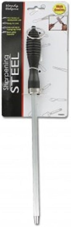Arkansas Toothpick Knife Shapening Rod New. Stick Handle Sharpener. Has a curved non-slip handle with a convenient hanging loop. Measures 11" long from end to end.