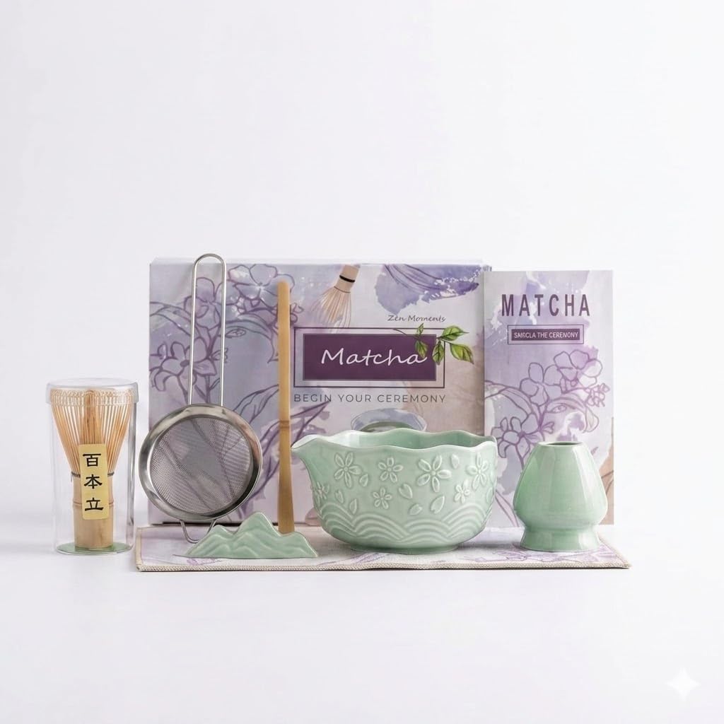 Matcha Whisk Set, 7-Piece Matcha Tea Set for Making Latte, Japanese Matcha Set with Traditional Chasen for Authentic Tea Ceremony