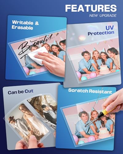 Uinkit Self-Adhesive Laminating Sheets, 4Mil 10 PCS 8.7 x 12.2 Inches Clear Self Sealing Laminating Sheets, Suitable for 8.5x11 inches Letter Size, No Machine Needed (8.7x12.2"-4Mi image 7