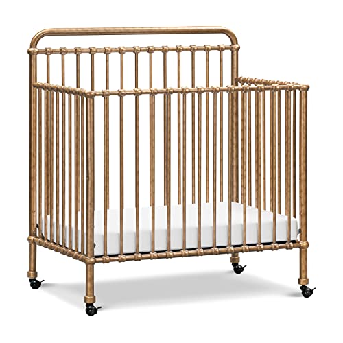Image of Namesake Winston 4-in-1 Convertible Mini Crib w/Removable Wheels - Converts to Toddler Bed, Daybed & Twin-Size Bed - GREENGUARD Gold Certified - 4 Adjustable Heights - Durable Metal, Easy to Assemble