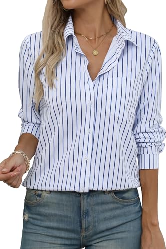 Image of Soft Wrinkle-Free Button Down Stretch Shirts for Women, Breathable Moisture-Wicking Casual Work Dress Tops