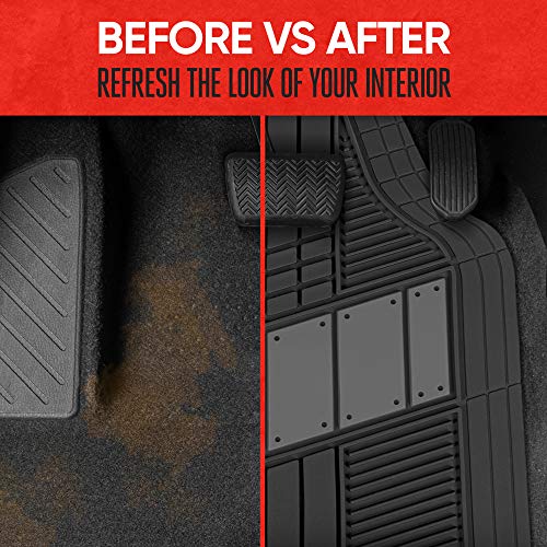 MOTOR TREND DualFlex⢠Rubber Car Floor Mats All Weather Waterproof 4-Piece Sporty Two-Tone Design Car Mats Full Set - Universal Trim-to-Fit Floor Mats for Car, SUV, & Trucks - Car Carpet Protector - Image 5