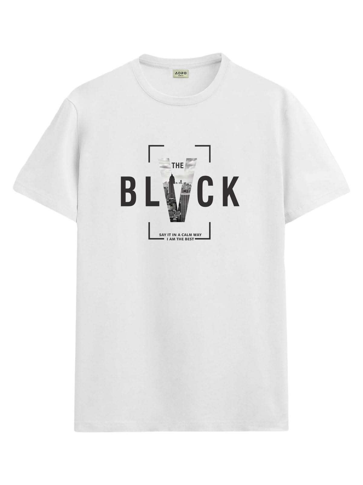 adro Men’s Regular Fit T-Shirt – Bold Block Vision BLVCK Design | 180 GSM Cotton Lycra Half Sleeve Graphic Tee-picture-40