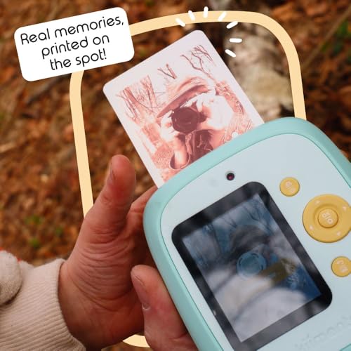 Image of kiimento Instant Print Digital Camera, Ink-Free Thermal Printing with 4 Color-Themed Paper Options, 2.4 inch HD Screen, Selfie Lens, 48MP Photo, 1080p Video, 32GB Memory Card - Model P2 (Sky Blue)