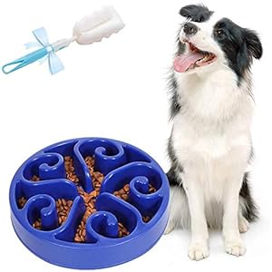 ZONSUSE Pet Fun Feeder Hondenkom Langzame Feeder, Bloat Stop Hondenvoer Bowl Doolhof Interactieve Puzzel Non Skids, Verminder Verstikking en Bloat Stop en Overeten voor Medium Kleine Honden Katten (Blauw 2)
