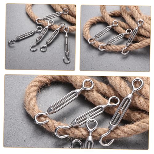 5 piezas de tensores de acero inoxidable para cables con gancho para sombra, cerca, tienda y tensión de cables al aire libre miniatura 3