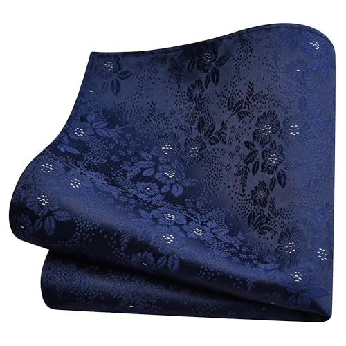 Image of GUSLESON 3.15 inch(8cm) Mens Floral Tie and Lapel Pin Necktie Hankerchief Cufflinks Set for Men