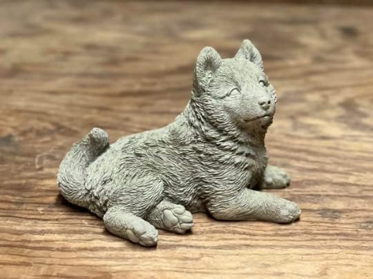 Miniatura 3 de Estatua de cachorro de Husky siberiano Deailed que pone cachorro siberiano Husky figura concreto decoración al aire libre