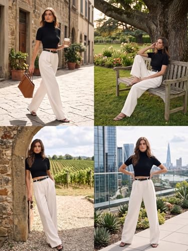 Image of GRECIILOOKS Trousers for Woman | Womens High Rise High Waist Flared Korean Style | Formal Pant for Women Office Wear| Track Pants for Womans Elegant for College & Events (Available in Plus Size)