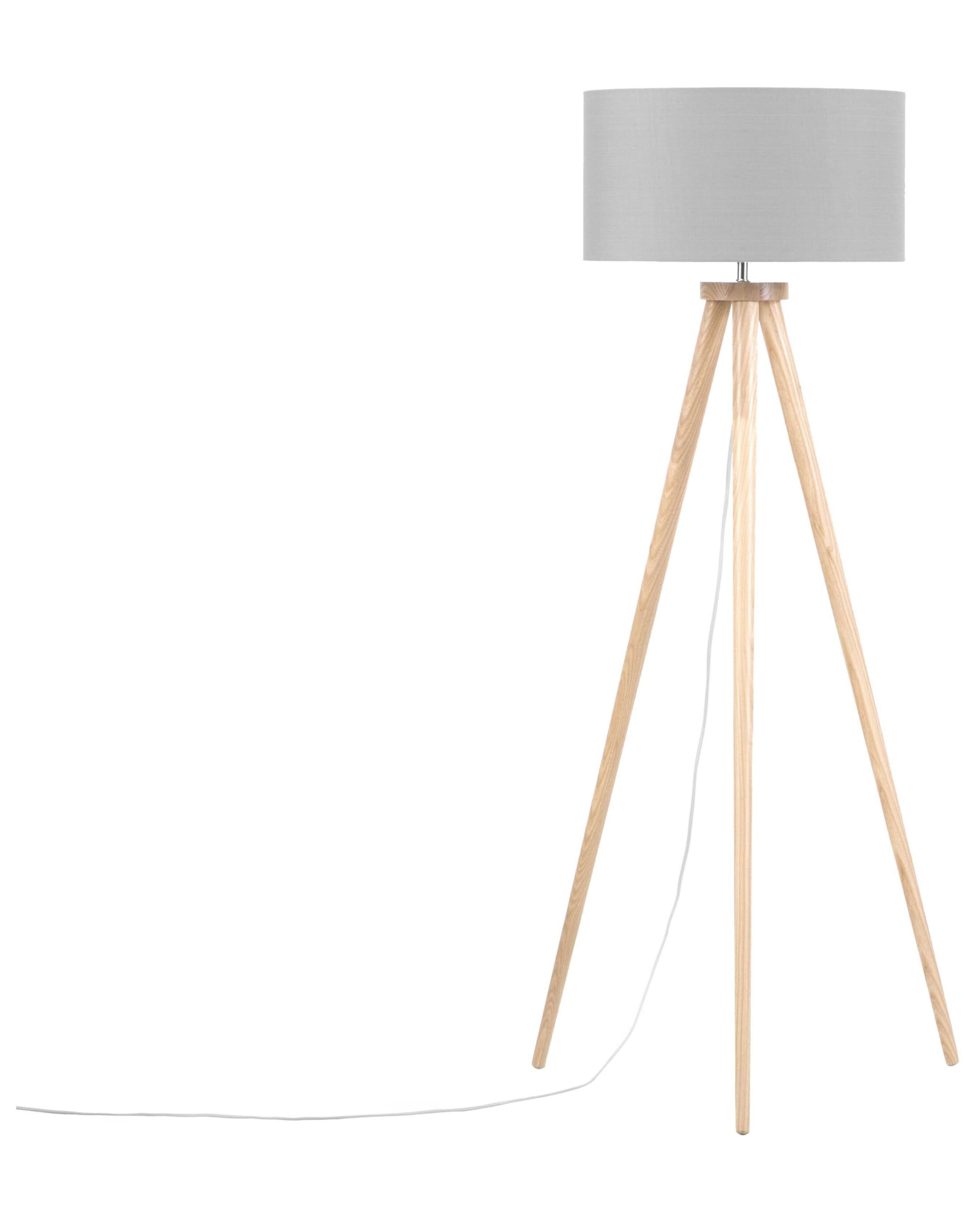 Lampadaire E27 Max 40W en Bois de Chêne Clair et Gris 142 cm Chambre et Salon Nitra
