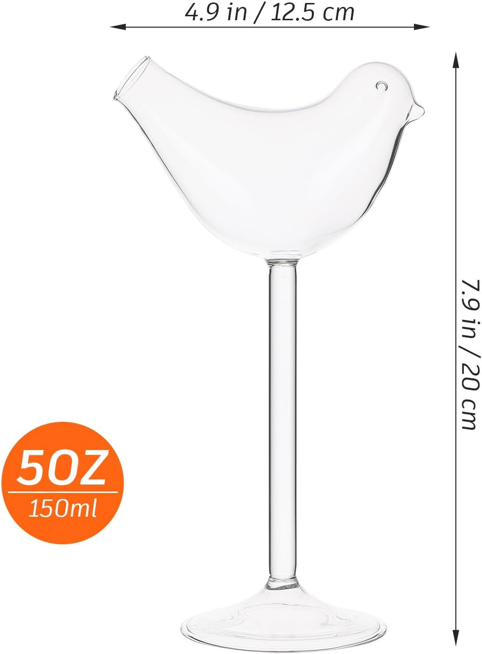 DOITOOL Cocktail Glass Bird Shape Cocktail Glass Clear Wine Glasses Set of 2 Wine Goblet Transparent Cup Goblet Cups for KTV Home Bar Club