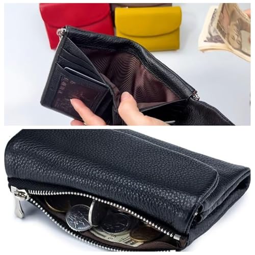 2025 New Joyfullygo Wallet, Relevantk Womens Soft Small Wallet, Unisex Pebble Leather Wallets, Full Grain Wallets Can Hold Coins, Compact Bifold Pocket Purse (Black)4