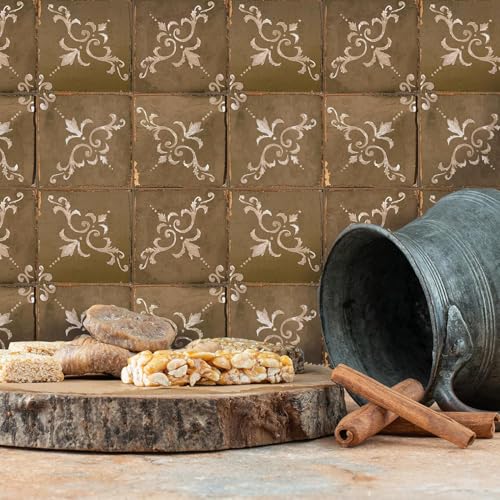 Image of 40 PC Pack (6 X 6) Thin Art Artistic Bohemian Peel and Stick Wall Sticky Backsplash Vinyl Waterproof Removable Tile Sticker Decals for Bathroom & Kitchen, (H, 6X6)