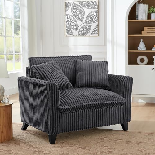 Lazy Sofa Chair with Corduroy Fabric, Gray