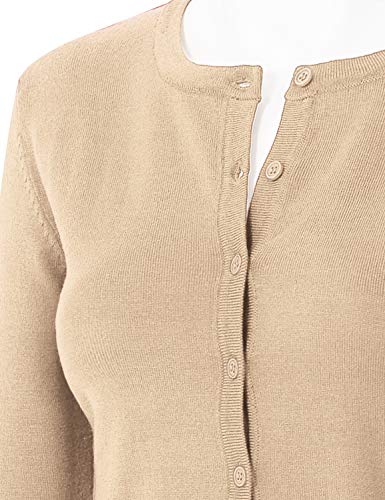 Image of Women's 3 /4 Sleeve Crew Neck Button Down Stretch Knit Cardigan Sweater (S-3XL)